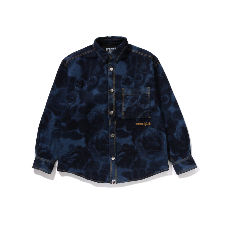 Bape A BATHING APE FW24 Floral Camo Denim Shirt Mens. 0ZXSTM131302N