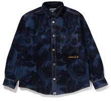 Bape A BATHING APE FW24 Floral Camo Denim Shirt Mens. 0ZXSTM131302N Bape A BATHING APE FW24 Floral Camo Denim Shirt Mens. 0ZXSTM131302N