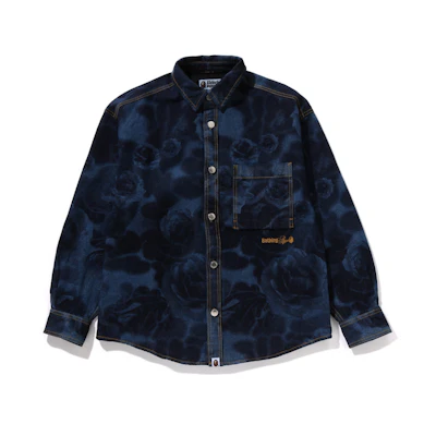 Bape A BATHING APE FW24 Floral Camo Denim Shirt Mens. 0ZXSTM131302N