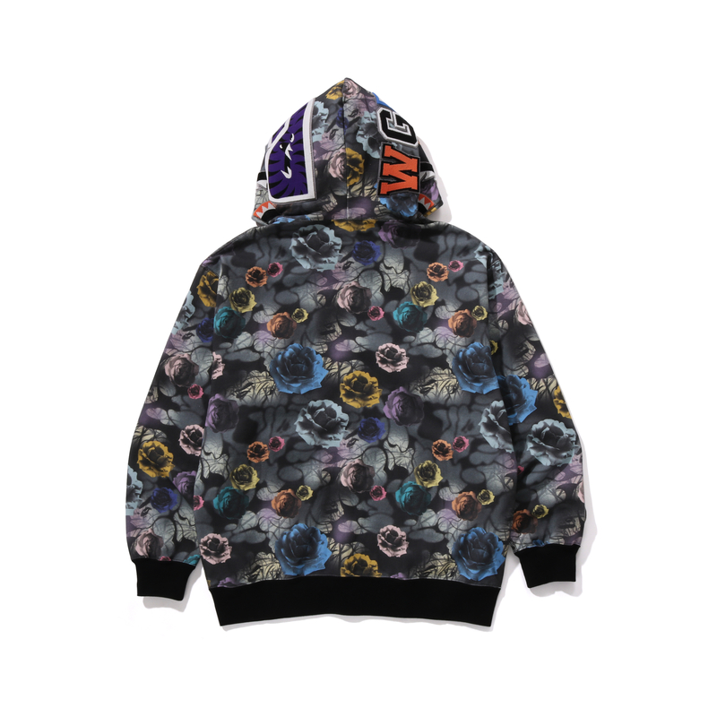 Bape A BATHING APE FW24 Floral Camo Full-Zip Shark Hoodie for Men. 0ZXSWM115301N 圖 4