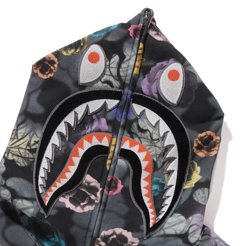 Bape A BATHING APE FW24 Floral Camo Full-Zip Shark Hoodie for Men. 0ZXSWM115301N 圖 5