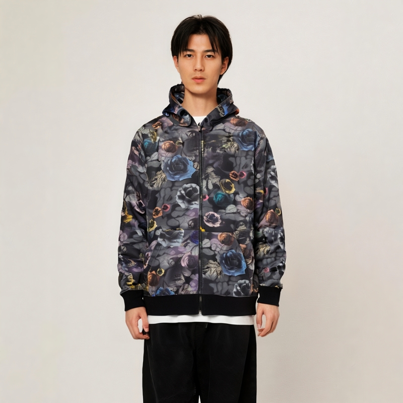 Bape A BATHING APE FW24 Floral Camo Full-Zip Shark Hoodie for Men. 0ZXSWM115301N 圖 7
