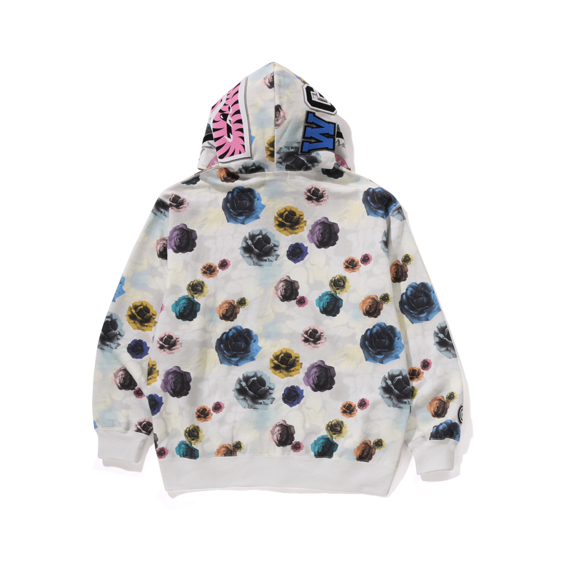 Bape A BATHING APE FW24 Floral Camo Full-Zip Shark Hoodie for Men. 0ZXSWM115301N 圖 10