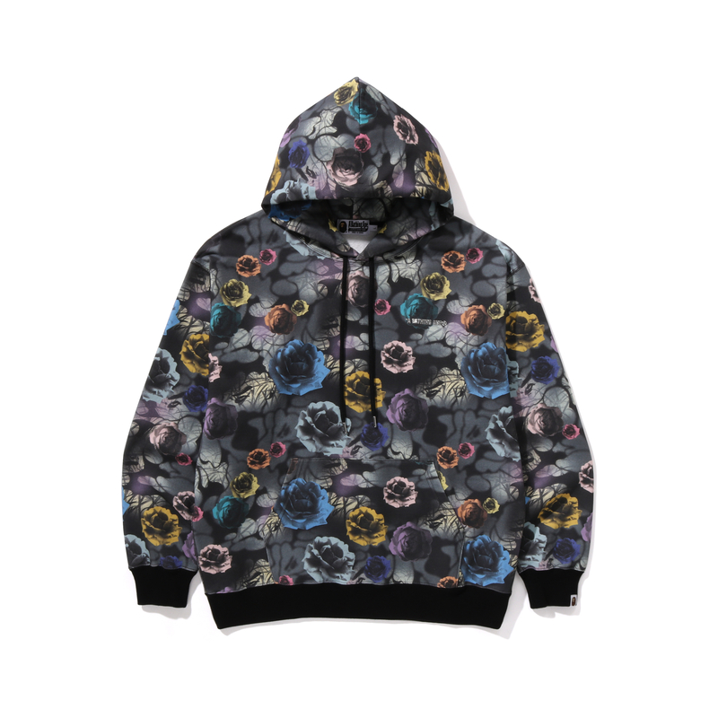 Bape A BATHING APE FW24 Floral Camo Hoodie with Metal Logo for Men. 0ZXSWM114302N