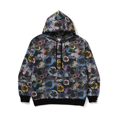Bape A BATHING APE FW24 Floral Camo Hoodie with Metal Logo for Men. 0ZXSWM114302N