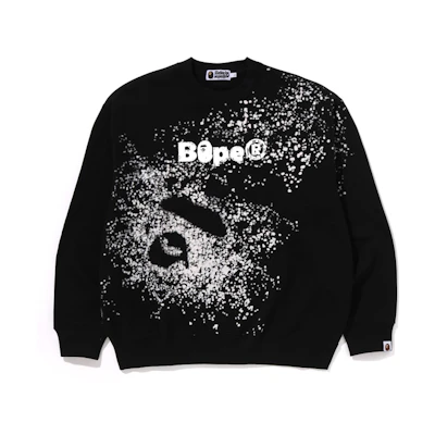 Bape A BATHING APE FW24 Ink Pattern Casual Loose-Fit Sweatshirt Men. 0ZXSWM113314N