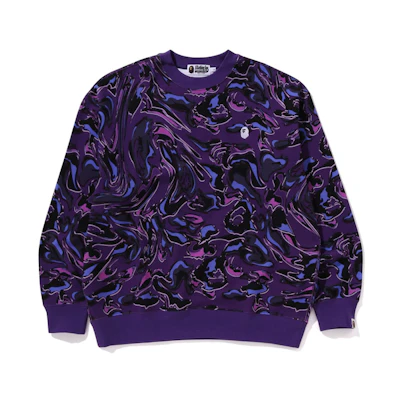 Bape A BATHING APE FW24 Marble Camo Crewneck Sweatshirt 0ZXSWM113306N