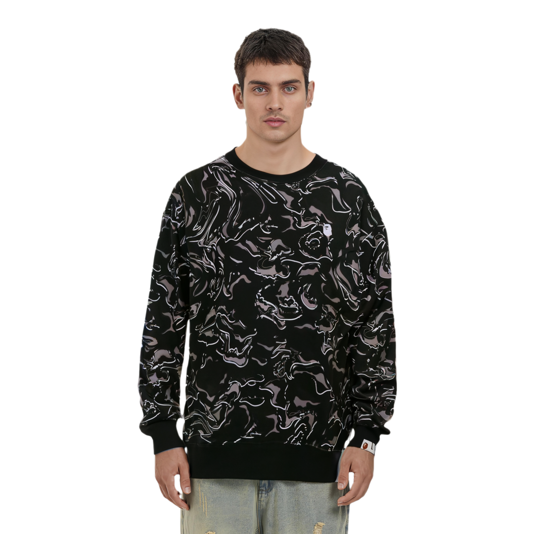 Bape A BATHING APE FW24 Marble Camo Crewneck Sweatshirt 0ZXSWM113306N 圖 4