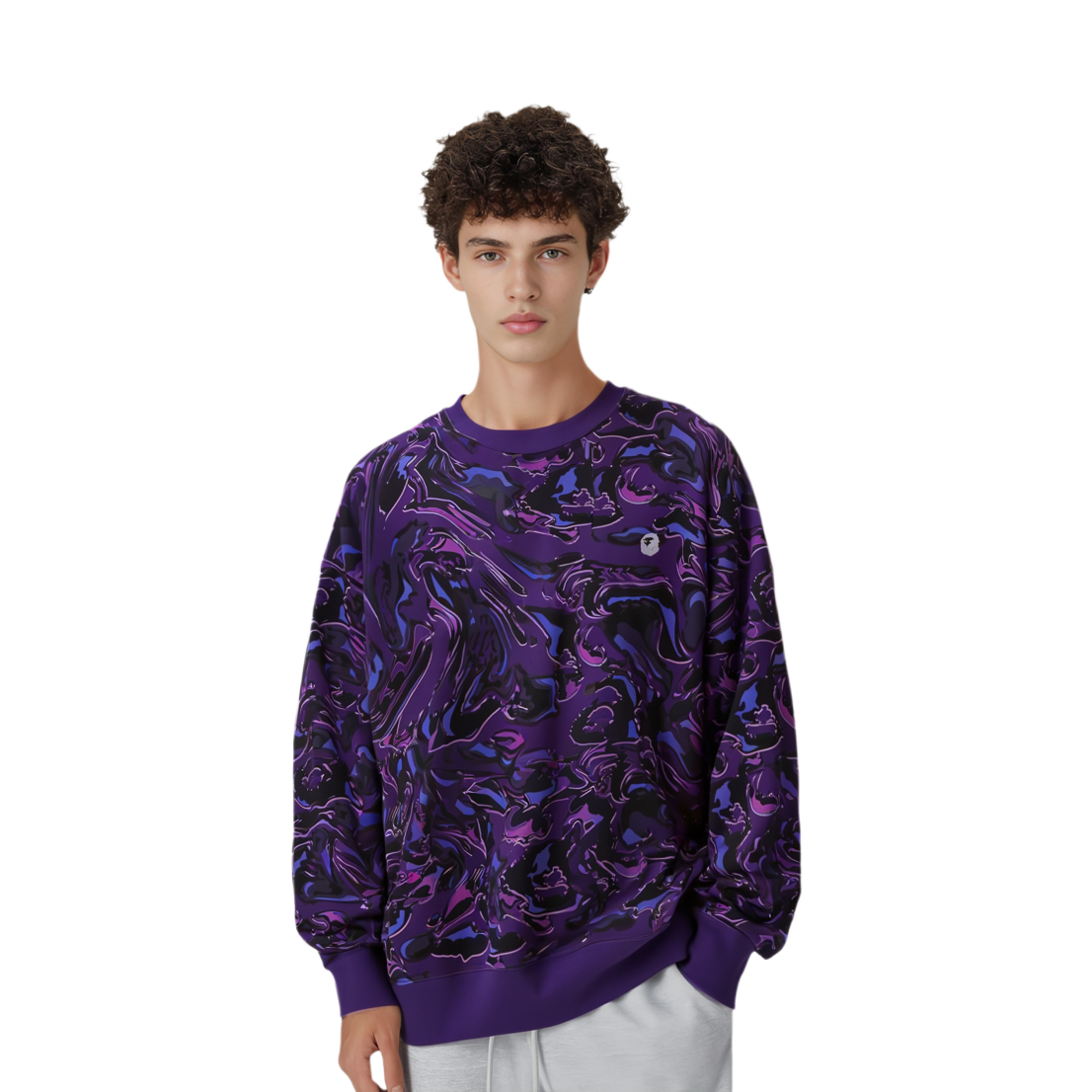 Bape A BATHING APE FW24 Marble Camo Crewneck Sweatshirt 0ZXSWM113306N 圖 7