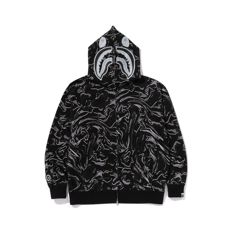 Bape A BATHING APE FW24 Marble Camo Shark Hoodie Menswear 0ZXSWM115304N