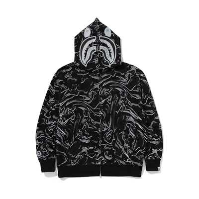 Bape A BATHING APE FW24 Marble Camo Shark Hoodie Menswear 0ZXSWM115304N