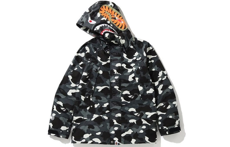 Bape A BATHING APE Glow Shark Ski Jacket Unisex Black Long Sleeve. 0ZXJKM141010DBKX