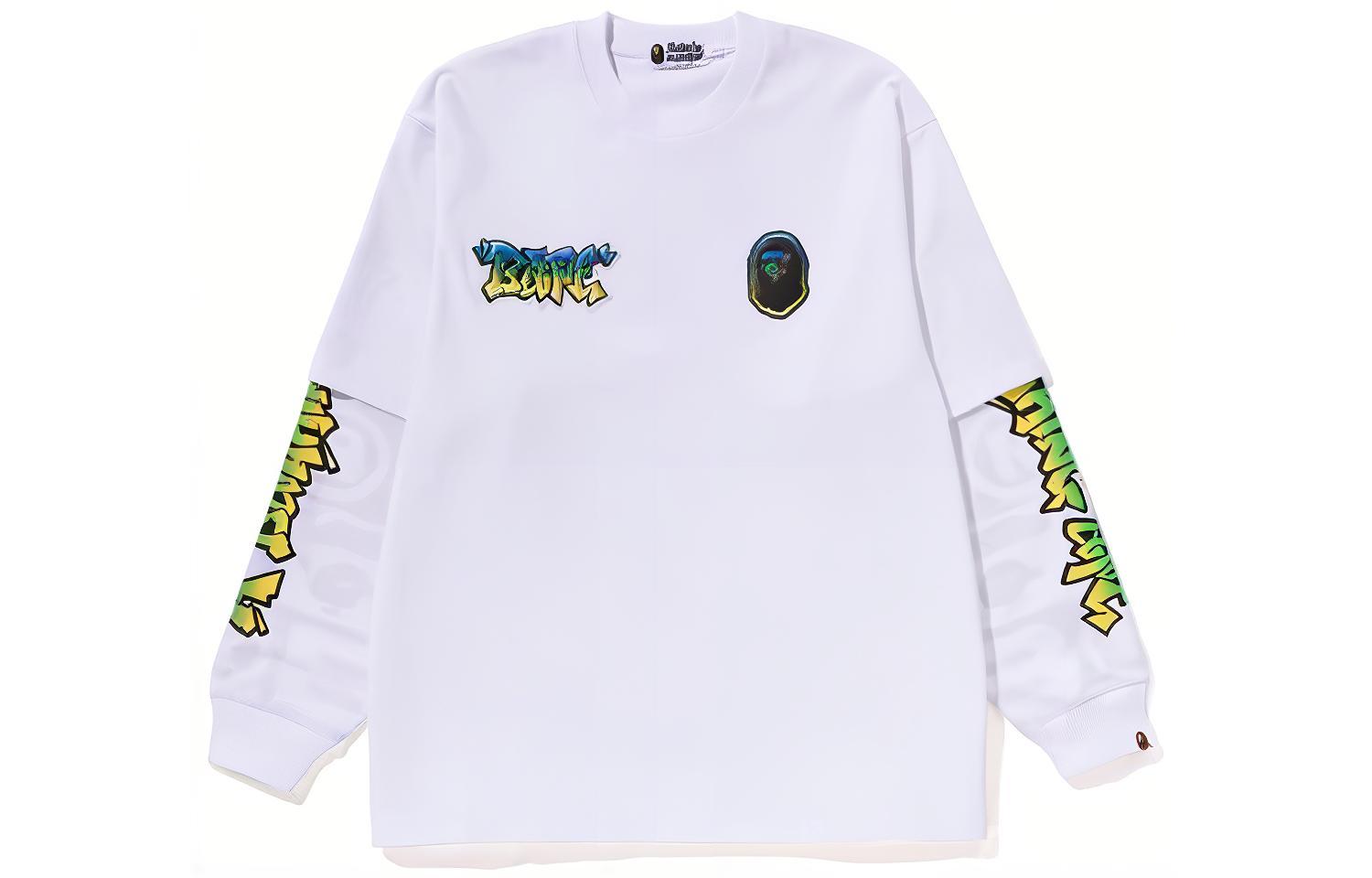 Bape A BATHING APE Graphic Logo Print Loose Fit Long Sleeve T-Shirt Men’s. 1J70-111-002