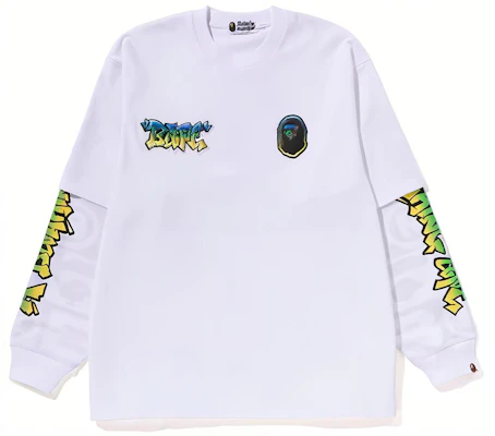 Bape A BATHING APE Kaos Lengan Panjang Loose Fit Pria dengan Logo Grafis. 1J70-111-002 Buy Bape A BATHING APE Kaos Lengan Panjang Loose Fit Pria dengan Logo Grafis. 1J70-111-002