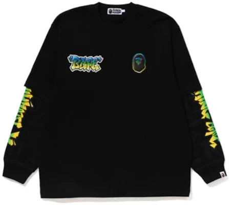 Bape A BATHING APE Kaos Lengan Panjang Loose Fit Pria dengan Logo Grafis. 1J70-111-002 Order Bape A BATHING APE Kaos Lengan Panjang Loose Fit Pria dengan Logo Grafis. 1J70-111-002