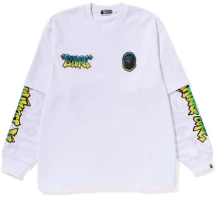 Bape A BATHING APE Kaos Lengan Panjang Loose Fit Pria dengan Logo Grafis. 1J70-111-002 Lookbook Bape A BATHING APE Kaos Lengan Panjang Loose Fit Pria dengan Logo Grafis. 1J70-111-002