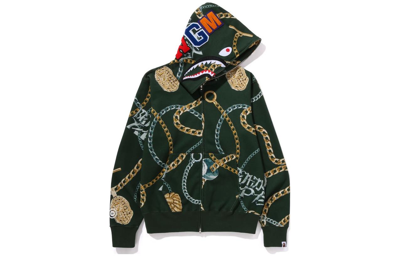 Bape A BATHING APE Graphic Print Zip-Up Hoodie 1J80-115-003