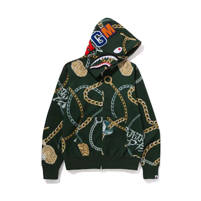 Bape A BATHING APE Graphic Print Zip-Up Hoodie 1J80-115-003