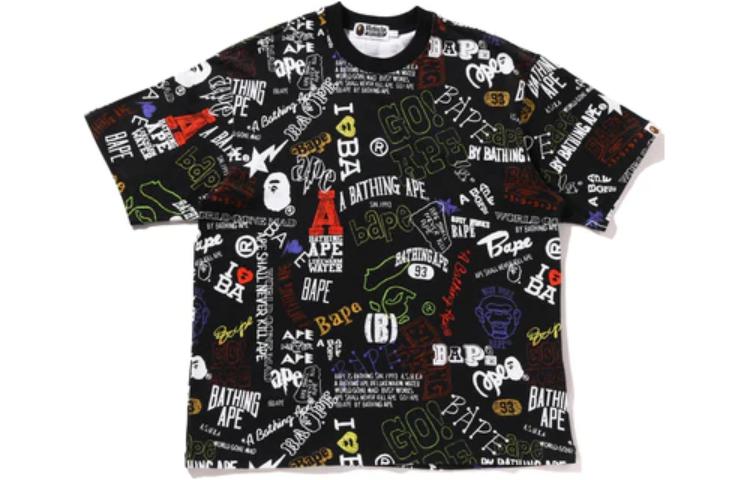 Bape A BATHING APE Hand Draw Pattern Relaxed Fit Tee  Short Sleeve Shirt. 1k30-109-302