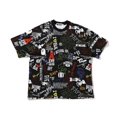 Bape A BATHING APE Hand Draw Pattern Relaxed Fit Tee Short Sleeve Shirt. 1k30-109-302