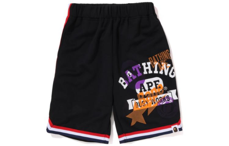 Shop Bape A BATHING APE 男童字母圖案休閒籃球短褲 0ZXSPK353014K