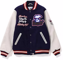 Bape A BATHING APE Letter Patchwork Single-Breasted Long Sleeve Jacket - Men. 1J80-141-006 Bape A BATHING APE Letter Patchwork Single-Breasted Long Sleeve Jacket - Men. 1J80-141-006