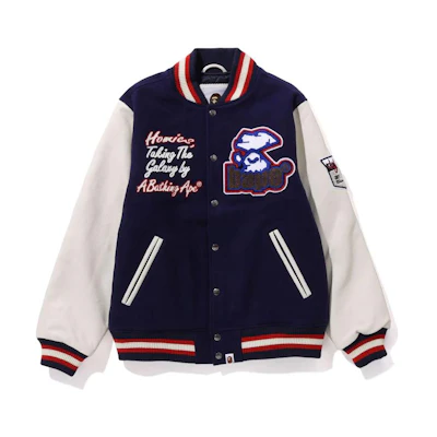 Bape A BATHING APE Letter Patchwork Single-Breasted Long Sleeve Jacket - Men. 1J80-141-006