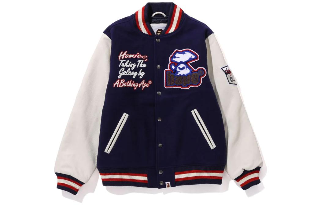 Shop Bape A BATHING APE レターパッチワーク シングルブレスト 長袖ジャケット メンズ 1J80-141-006