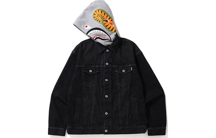Bape A BATHING APE Letter Print Detachable Hood Denim Jacket Unisex Couple Style 0ZXJKM10004XE 圖 2