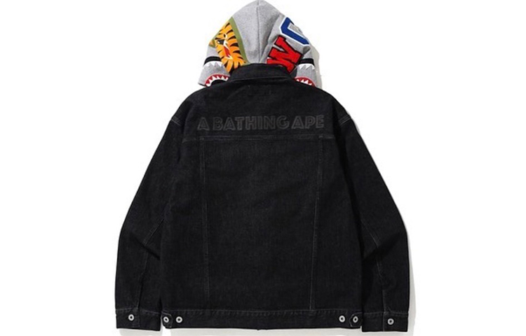 Bape A BATHING APE Letter Print Detachable Hood Denim Jacket Unisex Couple Style 0ZXJKM10004XE 圖 4