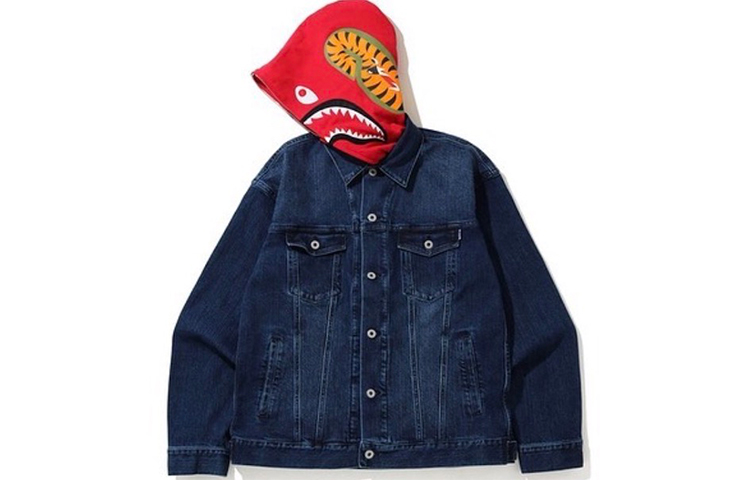 Bape A BATHING APE Letter Print Detachable Hood Denim Jacket Unisex Couple Style 0ZXJKM10004XE 圖 6