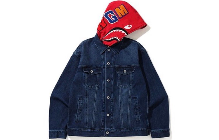 Bape A BATHING APE Letter Print Detachable Hood Denim Jacket Unisex Couple Style 0ZXJKM10004XE 圖 7