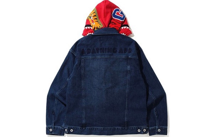Bape A BATHING APE Letter Print Detachable Hood Denim Jacket Unisex Couple Style 0ZXJKM10004XE 圖 8