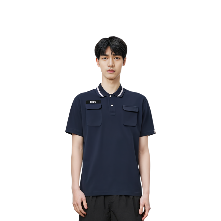 Shop Bape A Bathing Ape 男士字母印花短袖拉链领POLO衫 0ZXPOM112003K