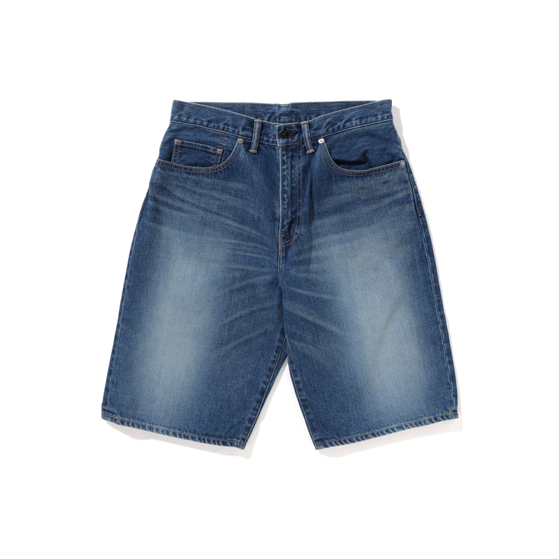 Bape A BATHING APE Letter Print Washed Denim Shorts for Men. 0ZXSPM151002K