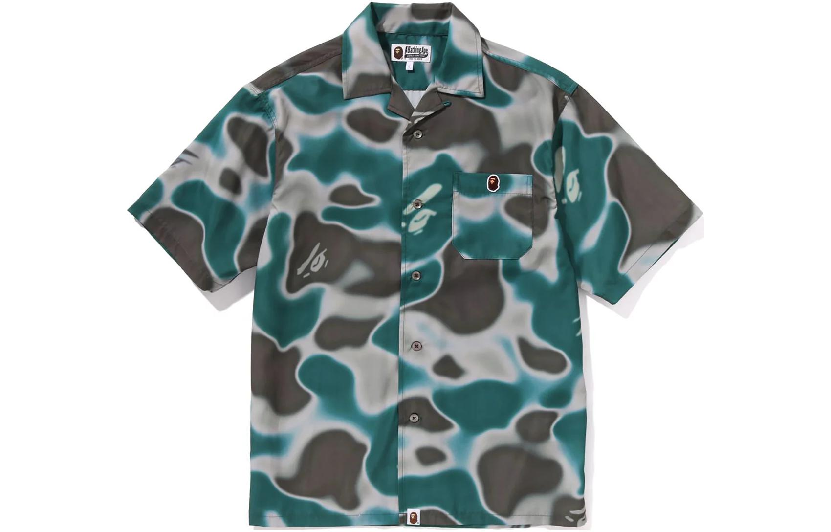 Bape A BATHING APE Liquid Camo Open Collar Button-Up Short Sleeve Shirt Men’s. 1K30-132-004 圖 4