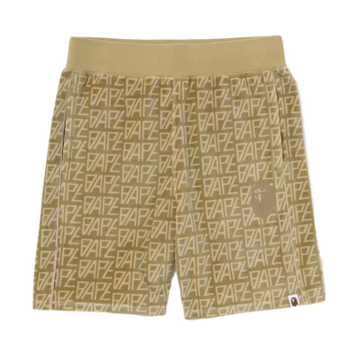 Bape A BATHING APE Logo All-Over Print Elastic Waist Straight Shorts Men. 1J30-153-011