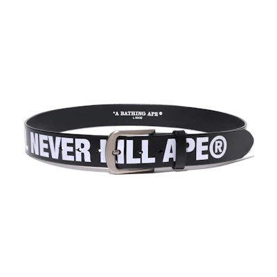 Bape A BATHING APE Logo Buckle Leather Belt Black for Men 3.8CM Wide. 1J80188003