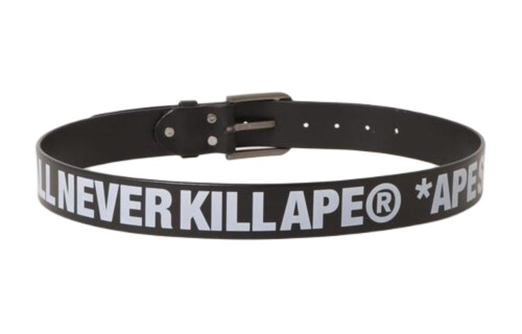Lookbook Bape A BATHING APE Logo Buckle Leather Belt Black for Men 3.8CM Wide. 1J80188003