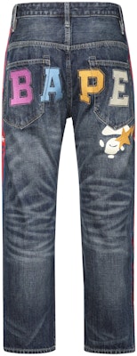 Bape A BATHING APE 標誌刺繡直筒牛仔褲 海軍藍 男款。 0ZXJNM50003XCNYX Shop Bape A BATHING APE 標誌刺繡直筒牛仔褲 海軍藍 男款。 0ZXJNM50003XCNYX