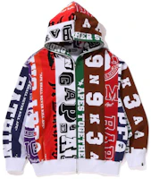 Bape A BATHING APE Logo Print Full-Zip Hoodie Long Sleeve Multicolor. 1K30-115-302 Bape A BATHING APE Logo Print Full-Zip Hoodie Long Sleeve Multicolor. 1K30-115-302