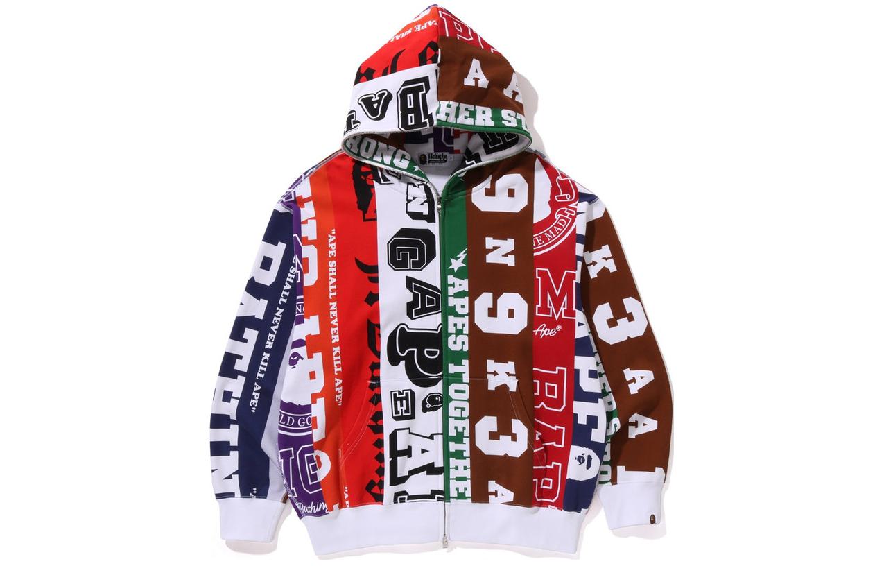 Bape A BATHING APE Logo Print Full-Zip Hoodie Long Sleeve  Multicolor. 1K30-115-302 圖 2