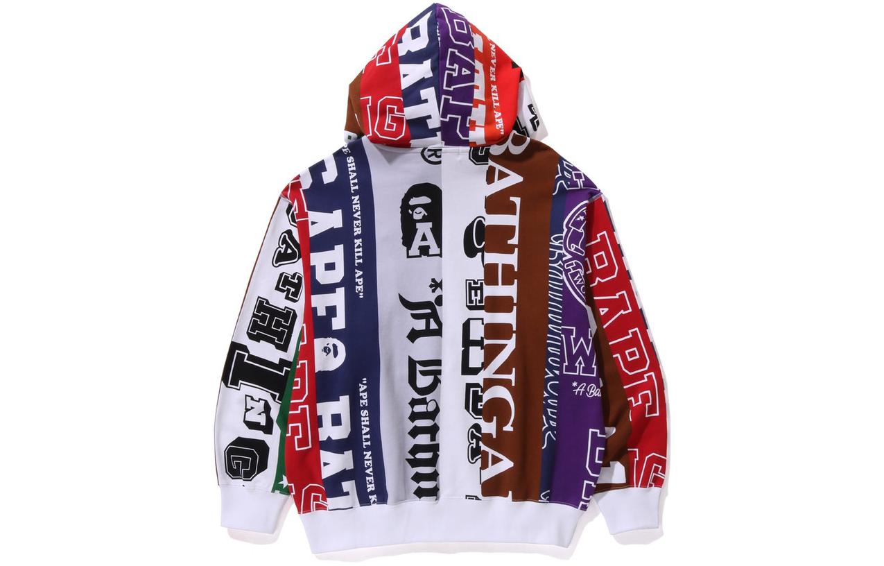 Bape A BATHING APE Logo Print Full-Zip Hoodie Long Sleeve  Multicolor. 1K30-115-302 圖 3
