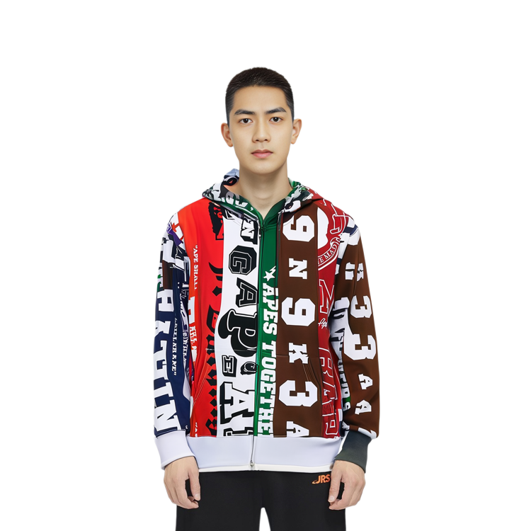 Bape A BATHING APE Logo Print Full-Zip Hoodie Long Sleeve  Multicolor. 1K30-115-302 圖 4
