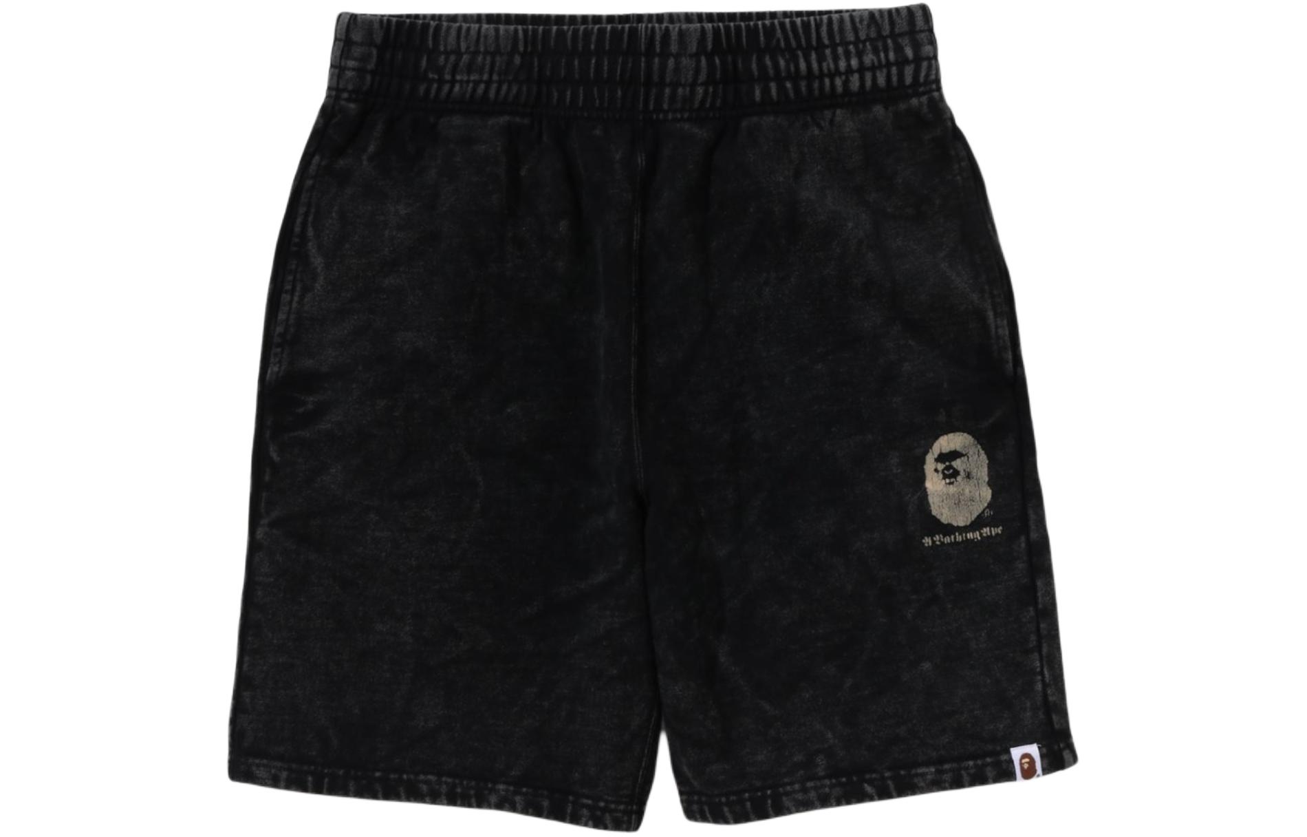 Bape A BATHING APE Logo Printed Elastic Straight-Fit Casual Shorts Men. 1K30-153-012