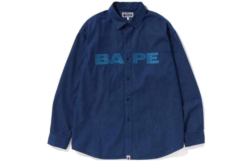 Order Bape A BATHING APE 寬鬆版牛仔襯衫 藍色 1J30-131-009