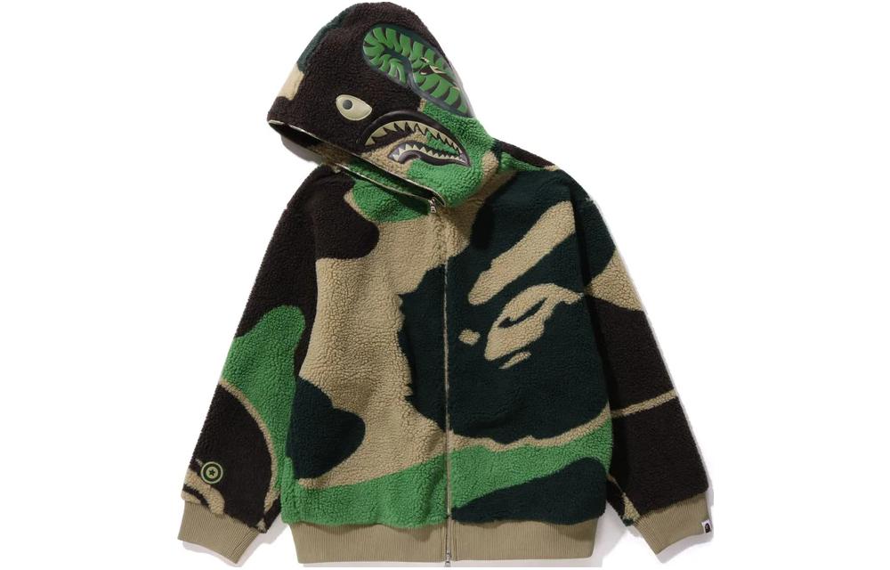 Bape A BATHING APE Mega ABC Camo Shark Boa Hoodie Jacket 1J70-140-027