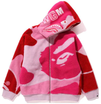 Bape A BATHING APE メガ ABC カモ シャーク ボア フーディ ジャケット 1J70-140-027 Details for Bape A BATHING APE メガ ABC カモ シャーク ボア フーディ ジャケット 1J70-140-027