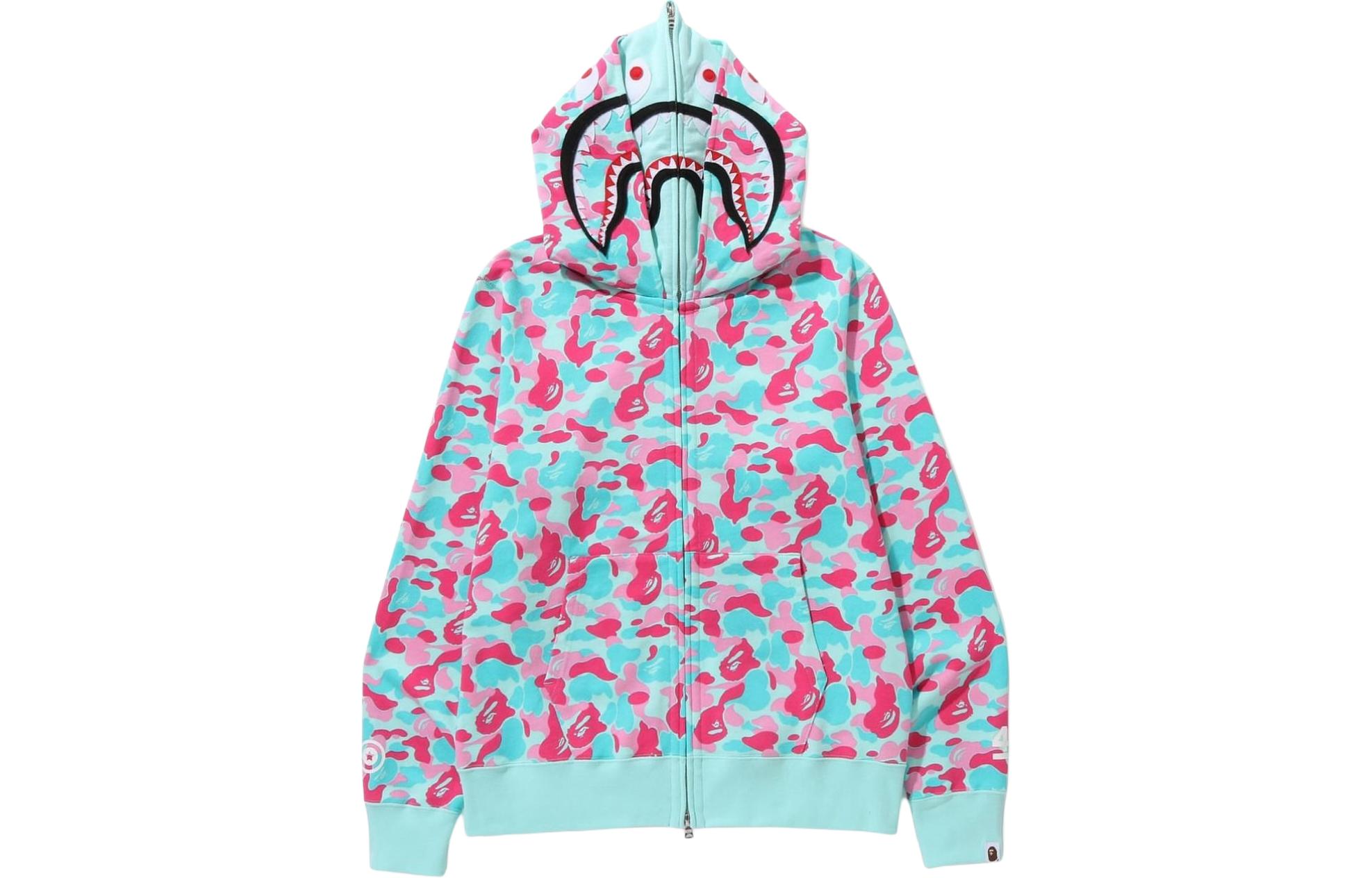 Bape A BATHING APE Miami 4th Anniversary Camo Shark Hoodie Unisex Pink Green. 1J72115012