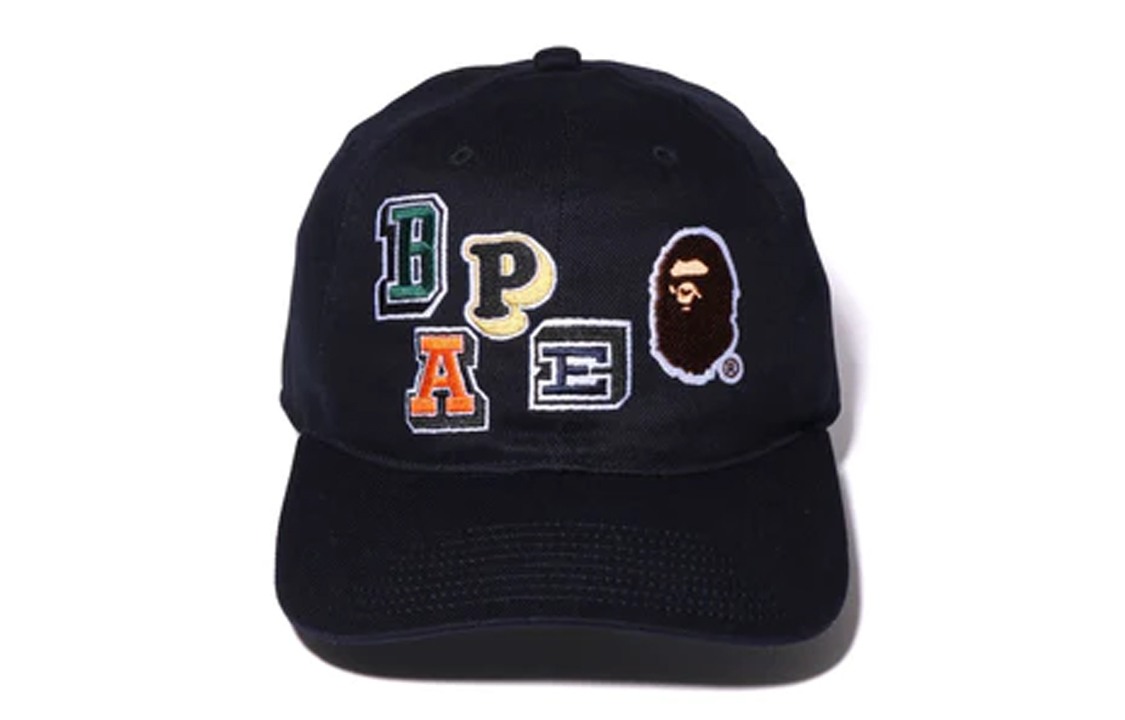 Lookbook 베이프 어 베이씽 에이프 멀티 폰트 패치 선셰이드 캡 블랙 야구 모자 1I30180004